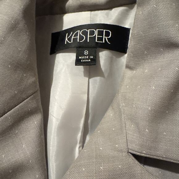 KASPER Womens Career Blazer Jacket Tan Lined Professional Size 8 - Picture 3 of 5